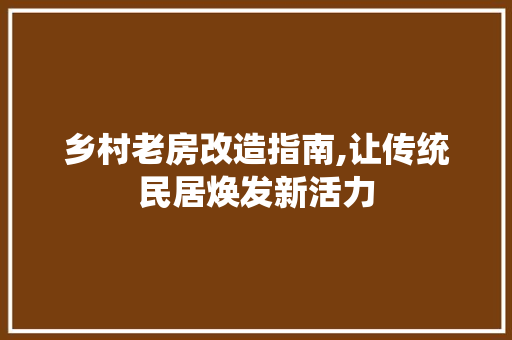 乡村老房改造指南,让传统民居焕发新活力