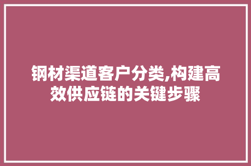 钢材渠道客户分类,构建高效供应链的关键步骤