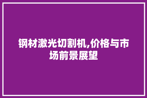 钢材激光切割机,价格与市场前景展望