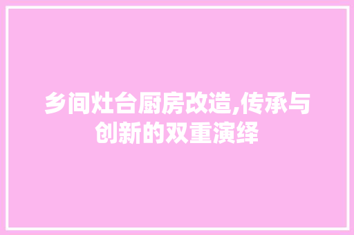 乡间灶台厨房改造,传承与创新的双重演绎