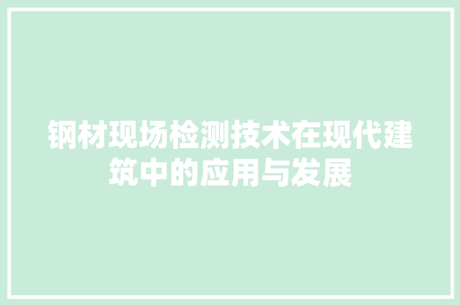 钢材现场检测技术在现代建筑中的应用与发展