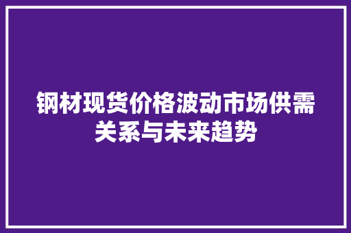 钢材现货价格波动市场供需关系与未来趋势