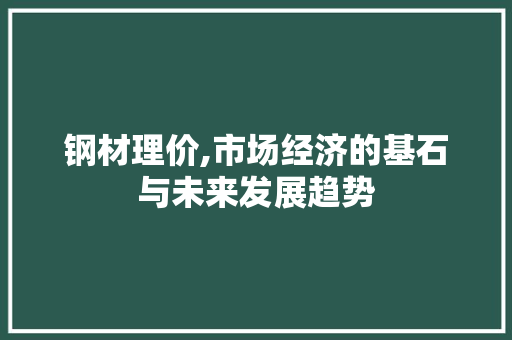 钢材理价,市场经济的基石与未来发展趋势