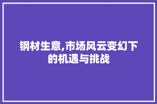 钢材生意,市场风云变幻下的机遇与挑战
