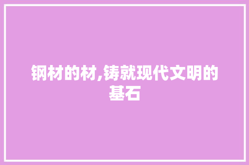 钢材的材,铸就现代文明的基石