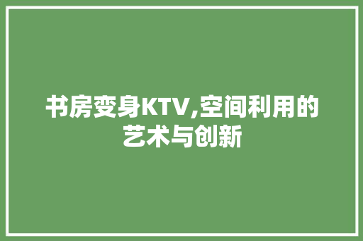 书房变身KTV,空间利用的艺术与创新