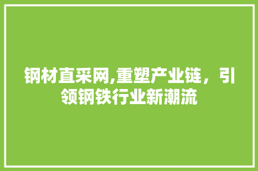 钢材直采网,重塑产业链，引领钢铁行业新潮流