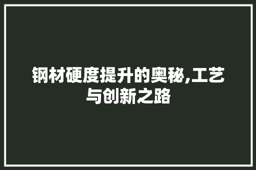 钢材硬度提升的奥秘,工艺与创新之路