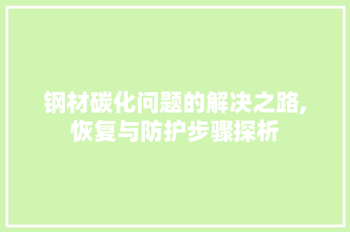 钢材碳化问题的解决之路,恢复与防护步骤探析