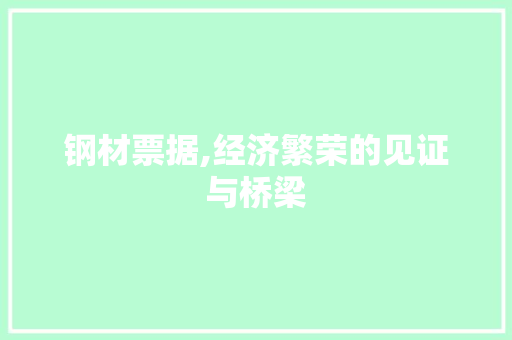 钢材票据,经济繁荣的见证与桥梁