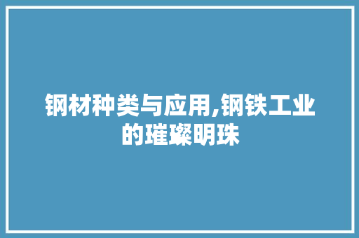 钢材种类与应用,钢铁工业的璀璨明珠