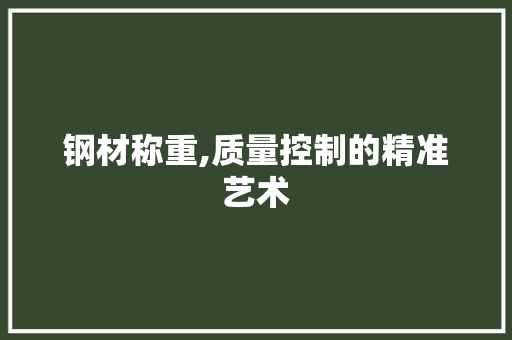 钢材称重,质量控制的精准艺术