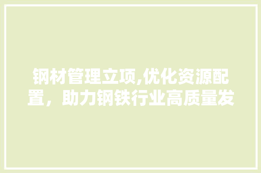 钢材管理立项,优化资源配置，助力钢铁行业高质量发展