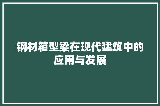 钢材箱型梁在现代建筑中的应用与发展