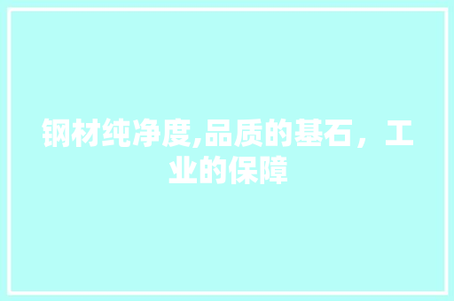 钢材纯净度,品质的基石，工业的保障