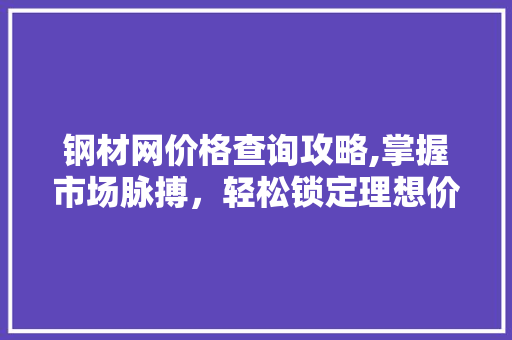 钢材网价格查询攻略,掌握市场脉搏，轻松锁定理想价格