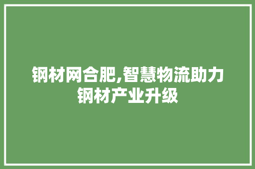 钢材网合肥,智慧物流助力钢材产业升级