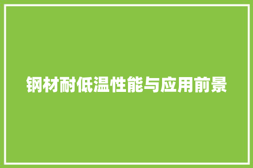 钢材耐低温性能与应用前景
