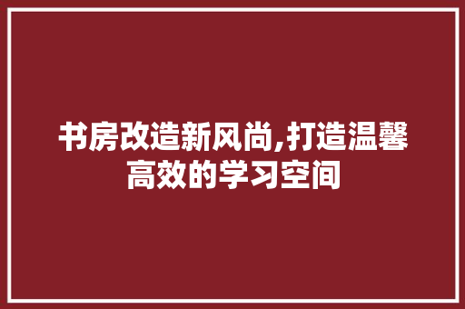 书房改造新风尚,打造温馨高效的学习空间