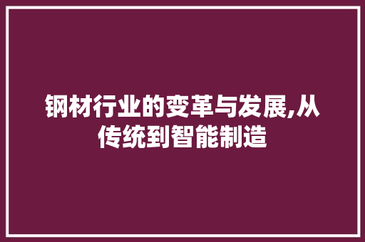 钢材行业的变革与发展,从传统到智能制造