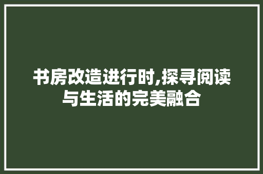 书房改造进行时,探寻阅读与生活的完美融合