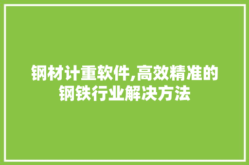 钢材计重软件,高效精准的钢铁行业解决方法