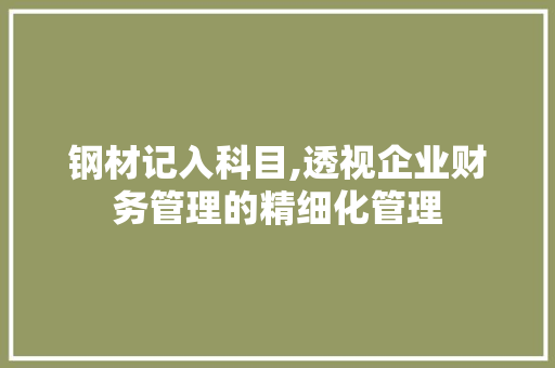钢材记入科目,透视企业财务管理的精细化管理