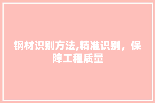 钢材识别方法,精准识别，保障工程质量