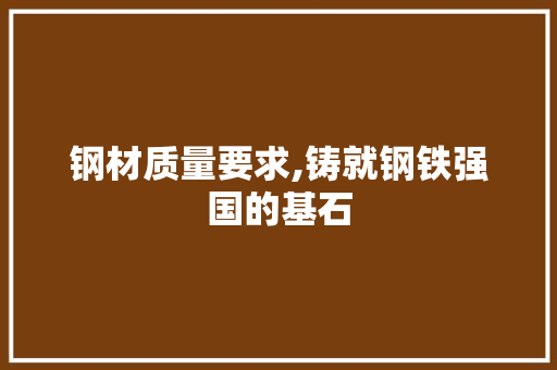 钢材质量要求,铸就钢铁强国的基石