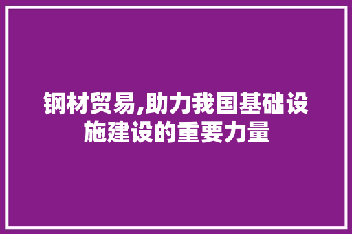 钢材贸易,助力我国基础设施建设的重要力量