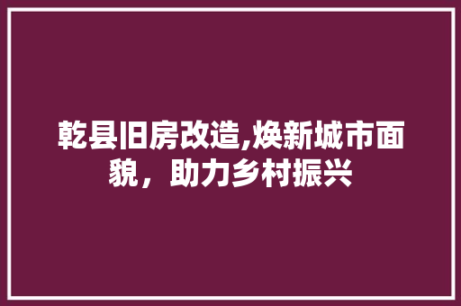 乾县旧房改造,焕新城市面貌，助力乡村振兴
