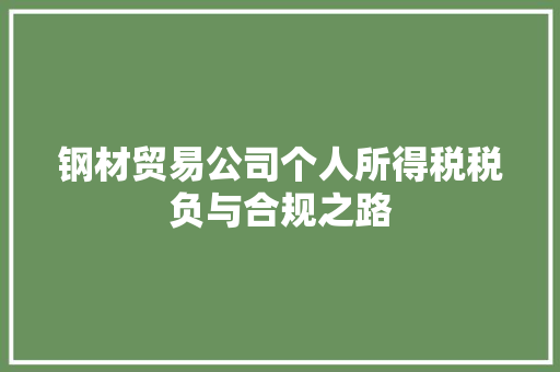 钢材贸易公司个人所得税税负与合规之路