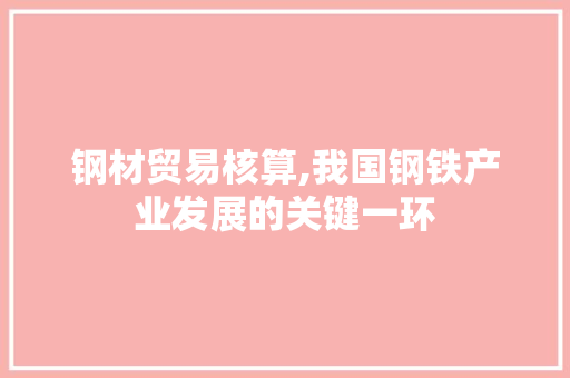 钢材贸易核算,我国钢铁产业发展的关键一环