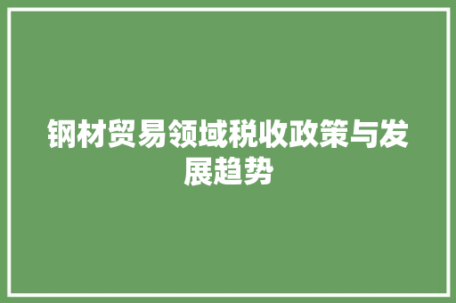 钢材贸易领域税收政策与发展趋势