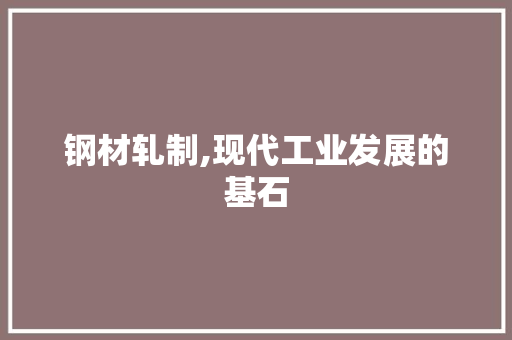 钢材轧制,现代工业发展的基石