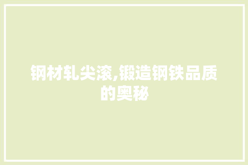 钢材轧尖滚,锻造钢铁品质的奥秘