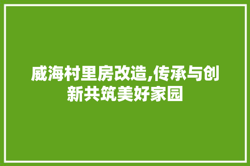 威海村里房改造,传承与创新共筑美好家园