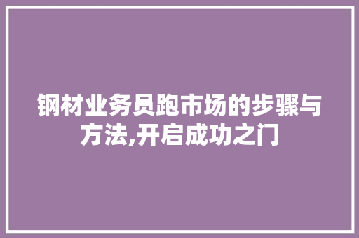 钢材业务员跑市场的步骤与方法,开启成功之门