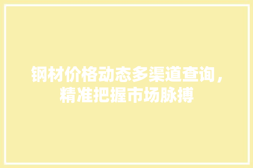 钢材价格动态多渠道查询，精准把握市场脉搏