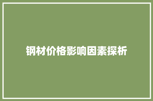 钢材价格影响因素探析