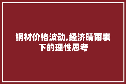 钢材价格波动,经济晴雨表下的理性思考
