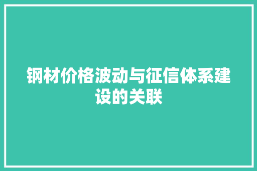 钢材价格波动与征信体系建设的关联