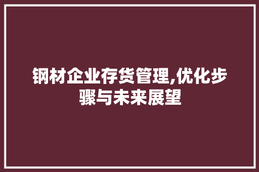 钢材企业存货管理,优化步骤与未来展望