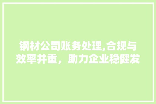 钢材公司账务处理,合规与效率并重，助力企业稳健发展