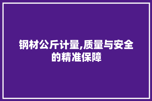 钢材公斤计量,质量与安全的精准保障