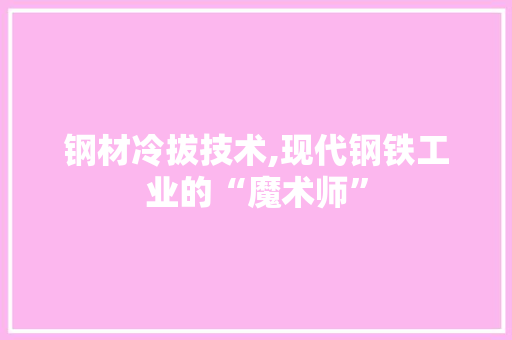 钢材冷拔技术,现代钢铁工业的“魔术师”