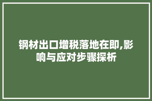 钢材出口增税落地在即,影响与应对步骤探析