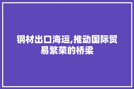 钢材出口海运,推动国际贸易繁荣的桥梁