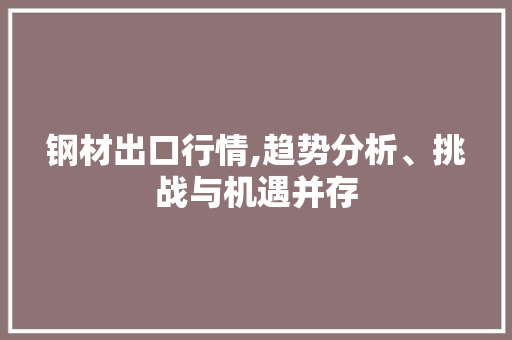 钢材出口行情,趋势分析、挑战与机遇并存