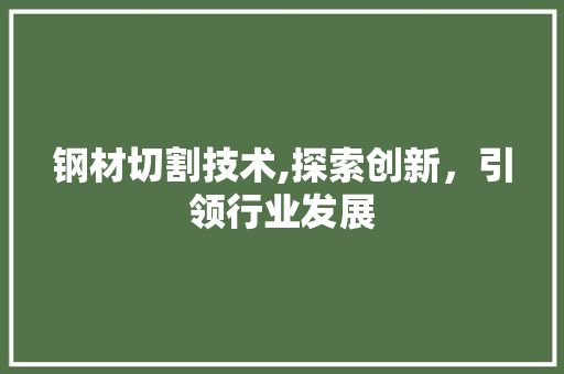 钢材切割技术,探索创新，引领行业发展
